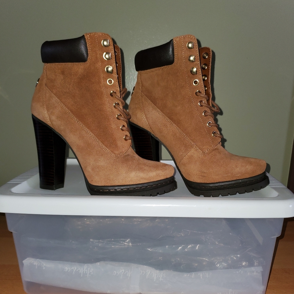 BCBG Generation Cognac Suede Ankle Bootie